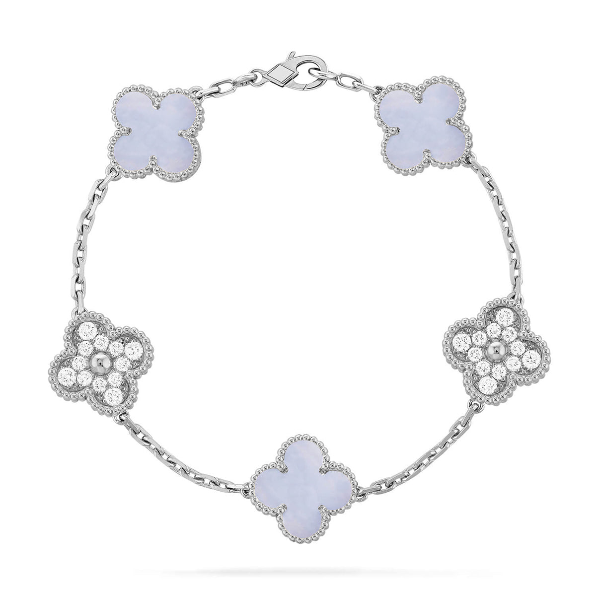[LUXORA] CLOVER 5 MOTIF PURPLE CHALCEDONY BRACELET COLLECTION