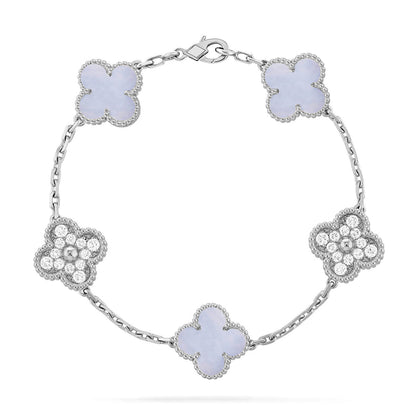 [LUXORA] CLOVER 5 MOTIF PURPLE CHALCEDONY BRACELET COLLECTION
