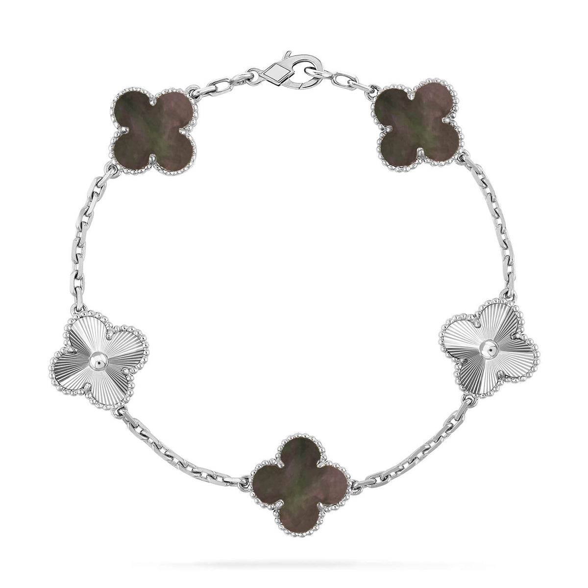 [LUXORA] CLOVER 5 MOTIF GRAY MOP BRACELET COLLECTION