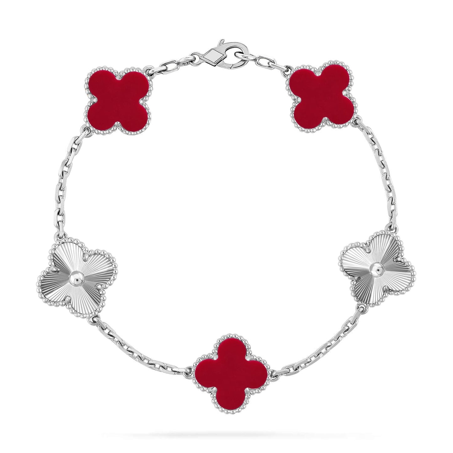 [LUXORA] CLOVER 5 MOTIF RED CORNELIAN BRACELET COLLECTION