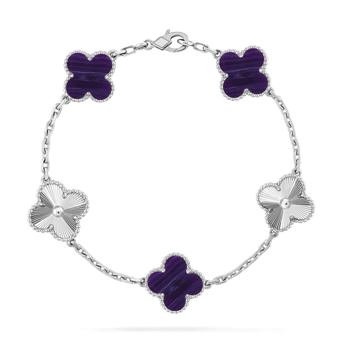 [LUXORA]CLOVER 5 MOTIF PURPLE STRIPES BRACELET COLLECTION