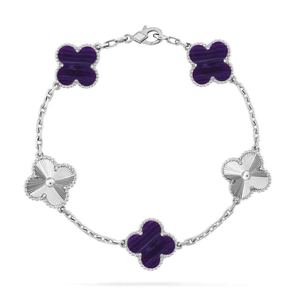 [LUXORA]CLOVER 5 MOTIF PURPLE STRIPES BRACELET COLLECTION