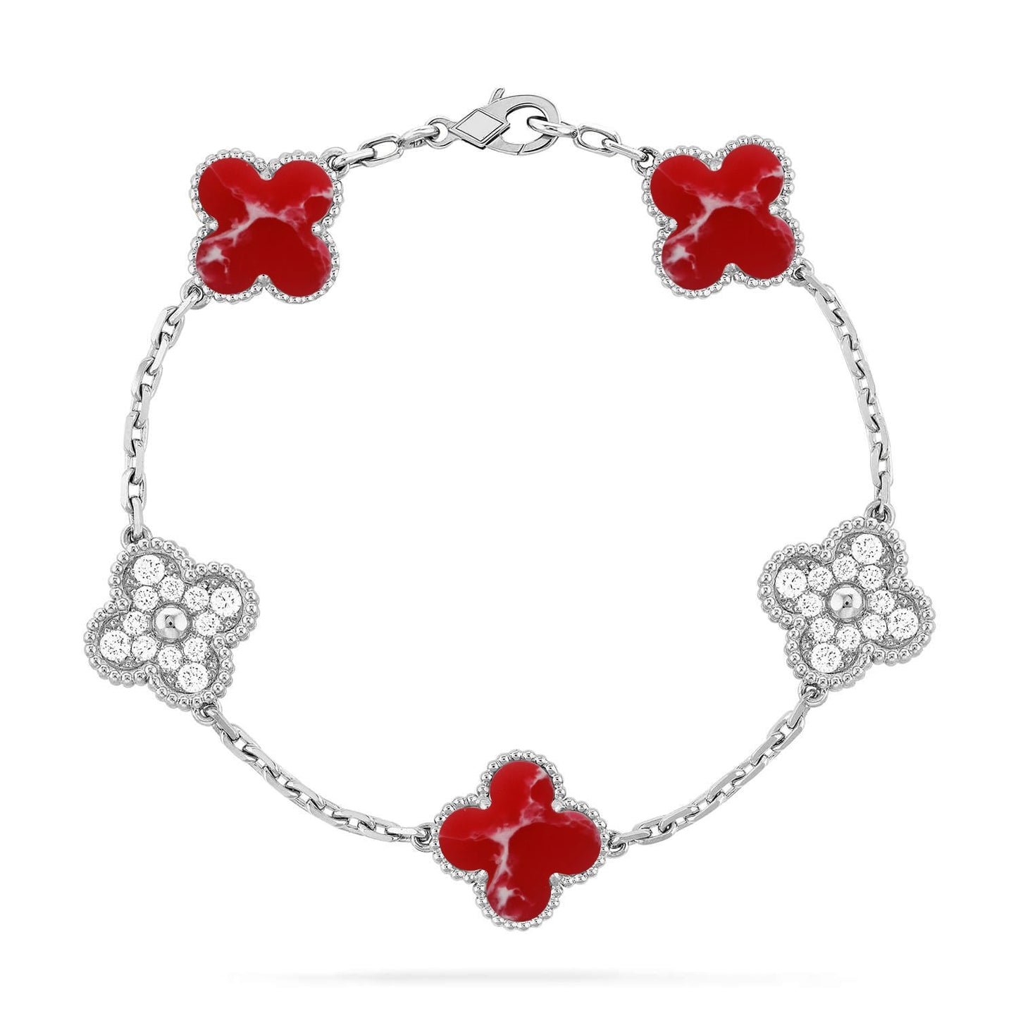 [LUXORA]CLOVER 5 MOTIF RED PATTERN BRACELET COLLECTION