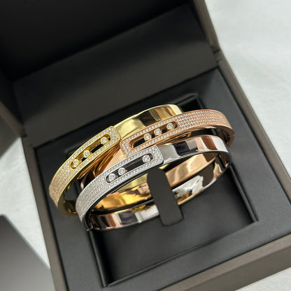 [LUXORA]Move Noa Rose Gold Pavé Diamond Bangle Bracelet