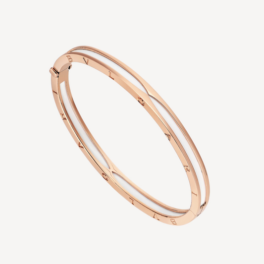 [LUXORA]ZERO 1 PINK GOLD WITH WHITE CERAMIC BRACELET