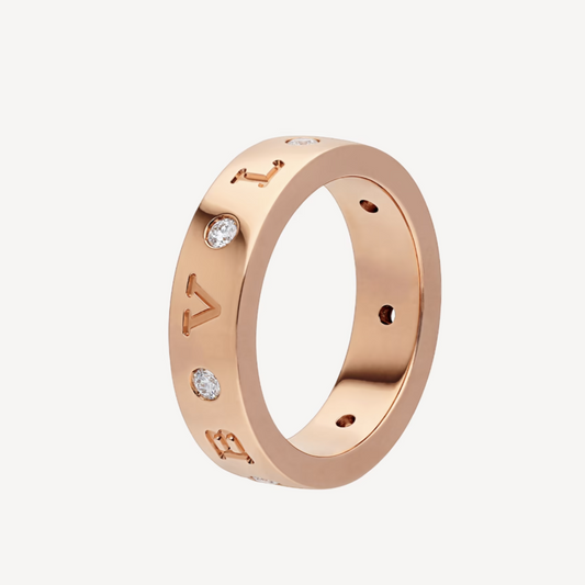 [LUXORA]ZERO 1 ESSENTIAL PINK GOLD BAND WITH DIAMONDS RING