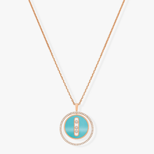 [LUXORA]Demo MOVE 3 DIAMONDS TURQUOISE PINK GOLD DIAMOND NECKLACE