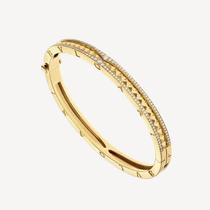 [LUXORA]ZERO 1 SPIRAL AND PAVED DIAMOND GOLD BRACELET