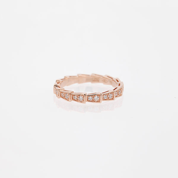 [LUXORA]SERPENTI RING PINK GOLD DIAMOND PAVED 3MM