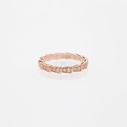 [LUXORA]SERPENTI RING PINK GOLD DIAMOND PAVED 3MM