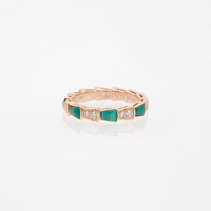 [LUXORA]SERPENTI RING PINK GOLD MALACHITE DIAMOND 3MM