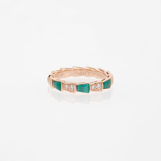 [LUXORA]SERPENTI RING PINK GOLD MALACHITE DIAMOND 3MM