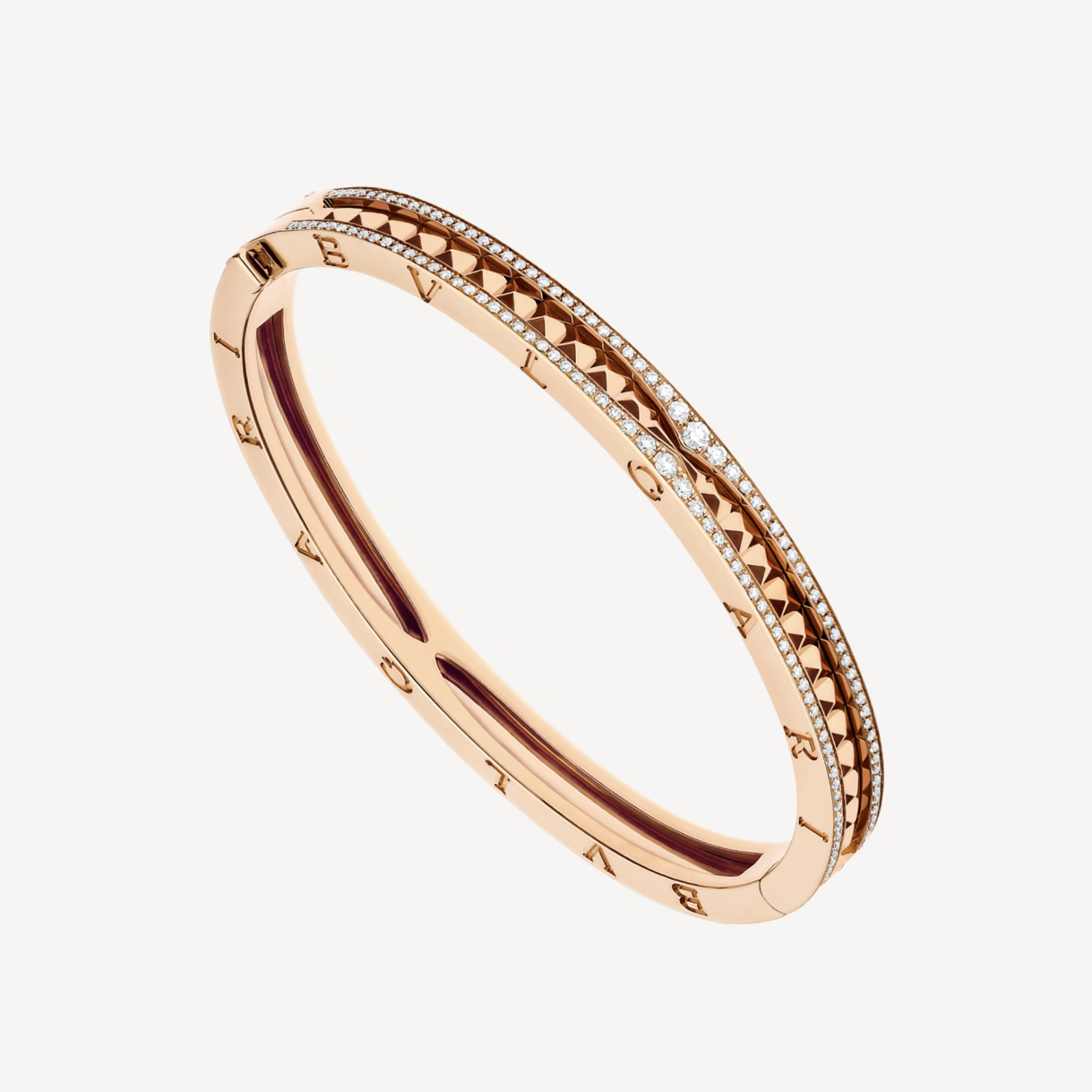 [LUXORA]ZERO 1 SPIRAL AND PAVED DIAMOND PINK GOLD BRACELET