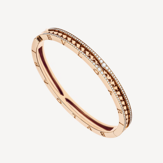 [LUXORA]ZERO 1 SPIRAL AND PAVED DIAMOND PINK GOLD BRACELET
