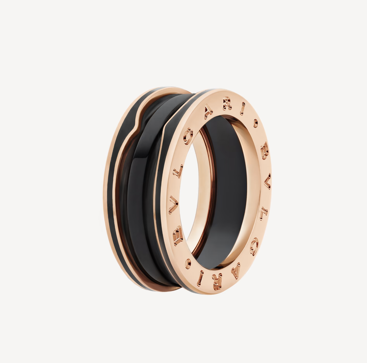 [LUXORA]ZERO 1 TWO-BAND WITH MATTE BLACK CERAMIC PINK GOLD RING