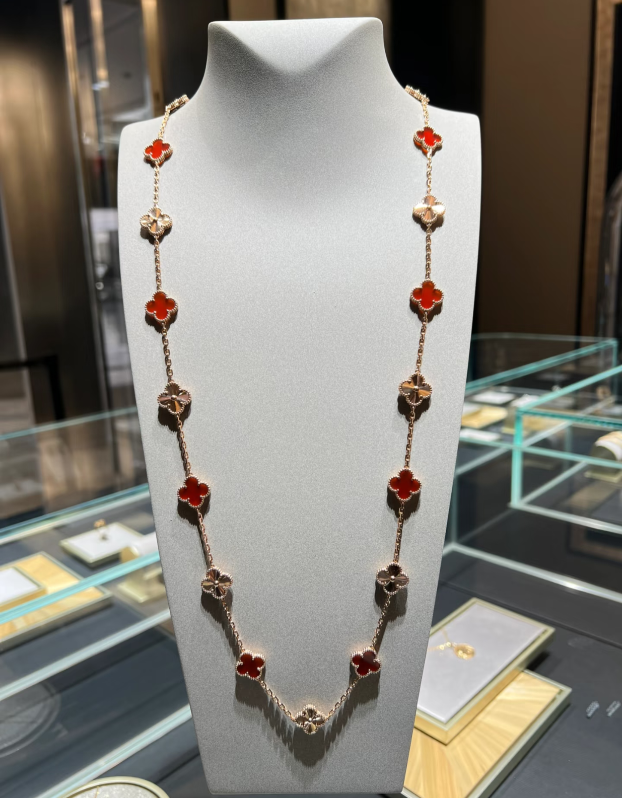 [LUXORA]CLOVER 20 MOTIFS LASER CARNELIAN NECKLACE
