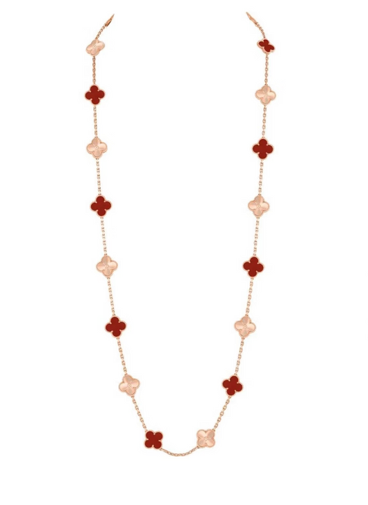 [LUXORA]CLOVER 20 MOTIFS LASER CARNELIAN NECKLACE