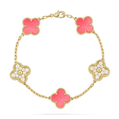 [LUXORA] CLOVER 5 MOTIFS  PINK MOP BRACELET COLLECTION
