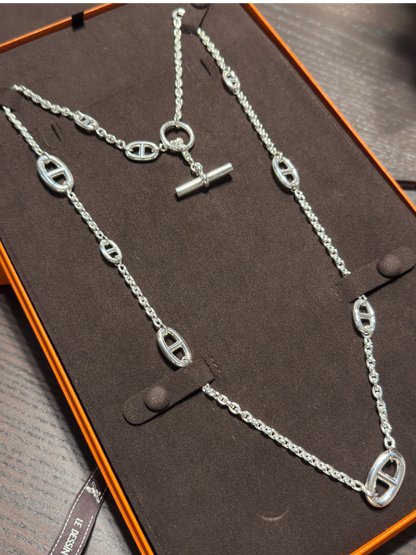 [LUXORA]Classic Silver Sweater Chain