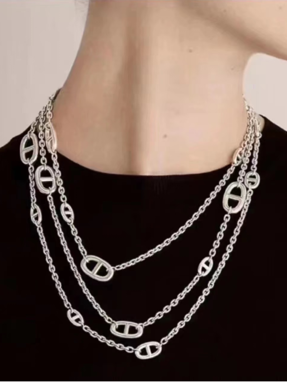 [LUXORA]Classic Silver Sweater Chain