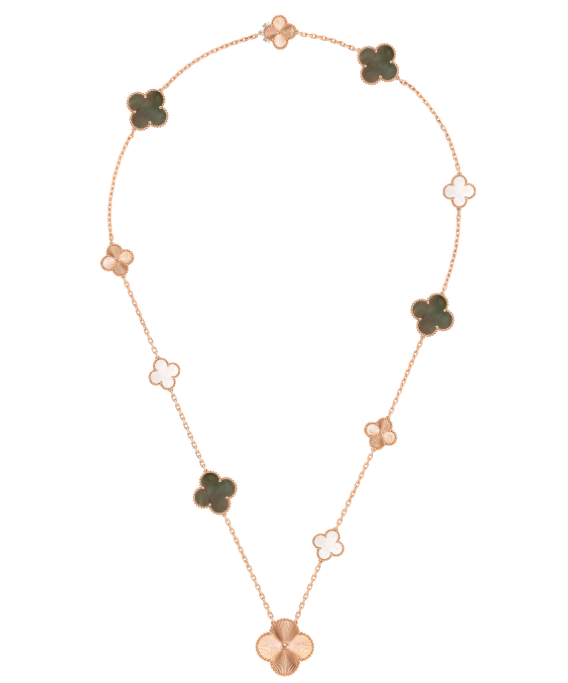 [LUXORA]DETACHABLE CLOVER 15(11+4) FLOWER SILVER NECKLACE SET