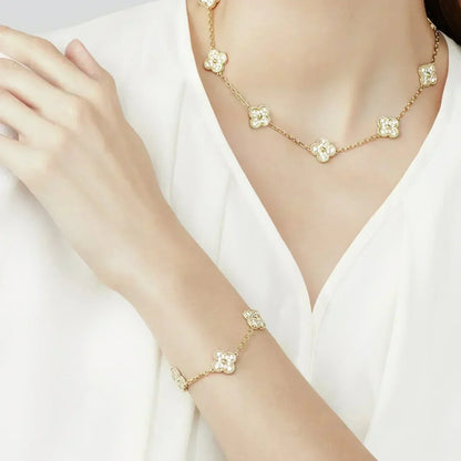 [LUXORA] CLOVER 5 MOTIF FULL DIAMOND BRACELET COLLECTION