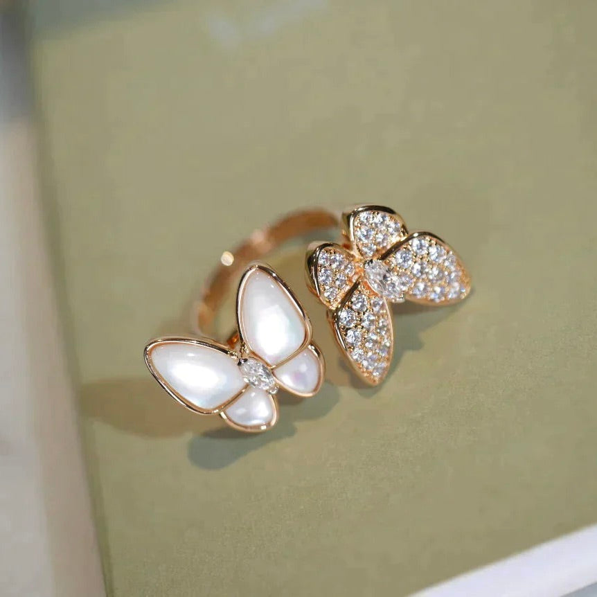 [LUXORA]TWIN BUTTERFLY DIAMOND MOP RING