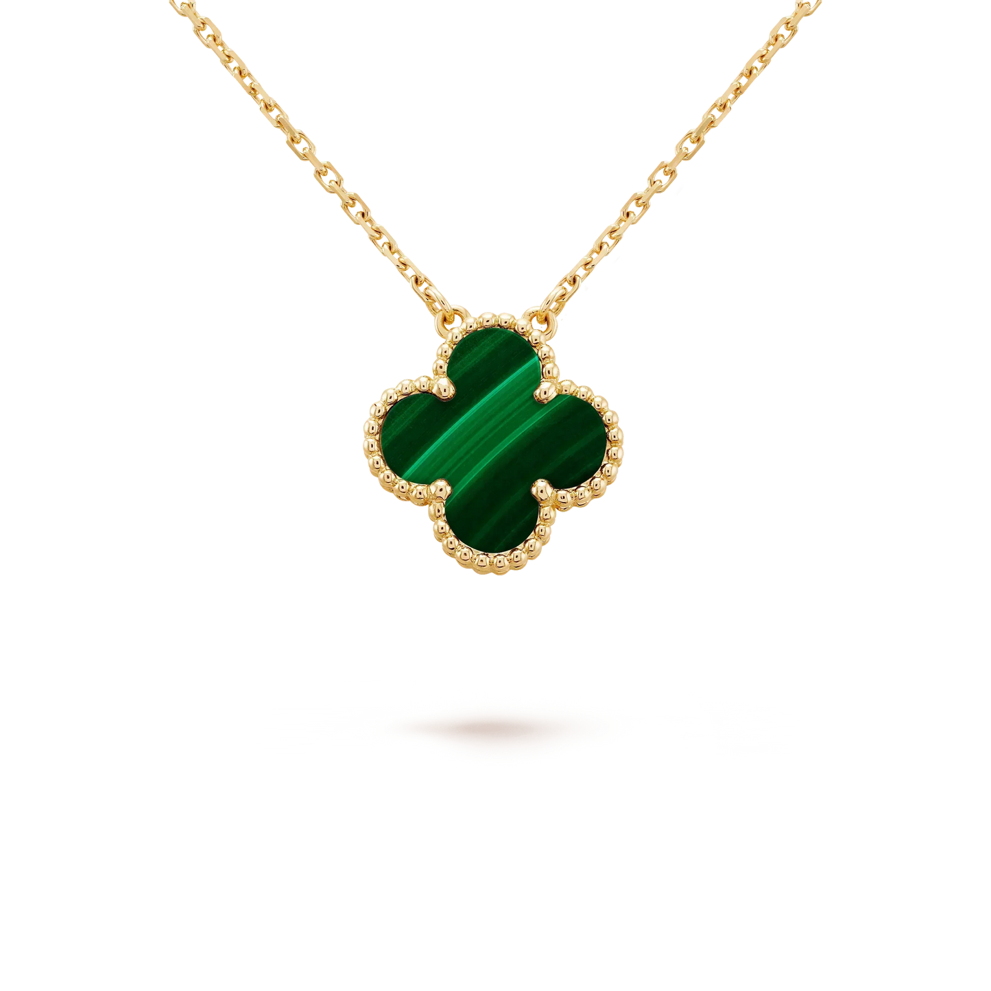 [LUXORA]CLOVER 15MM MALACHITE SINGLE FLOWER  NECKLACE