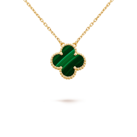 [LUXORA]CLOVER 15MM MALACHITE SINGLE FLOWER  NECKLACE