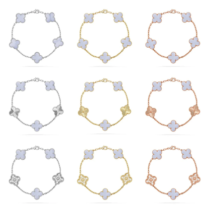 [LUXORA] CLOVER 5 MOTIF PURPLE CHALCEDONY BRACELET COLLECTION