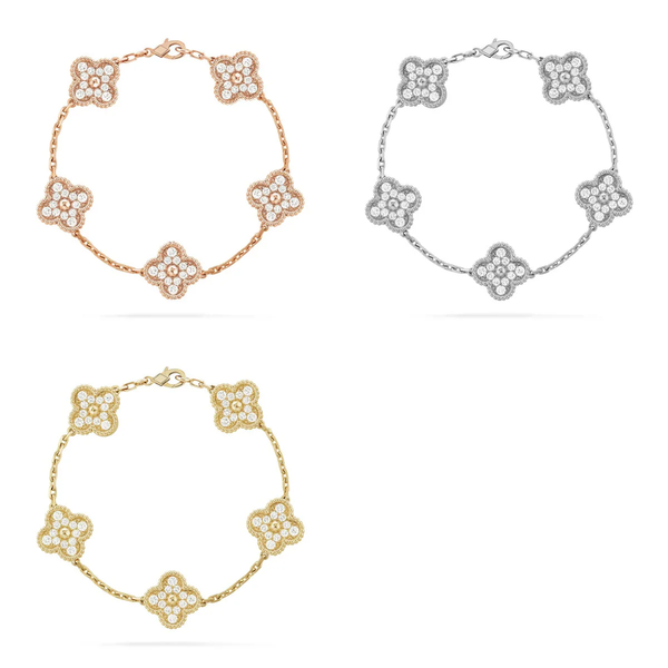 [LUXORA] CLOVER 5 MOTIF FULL DIAMOND BRACELET COLLECTION
