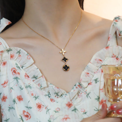 [LUXORA]STAR AND SUN ONYX PINK GOLD NECKLACE