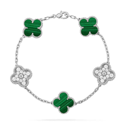 [LUXORA] CLOVER 5 MOTIF MALACHITE BRACELET COLLECTION