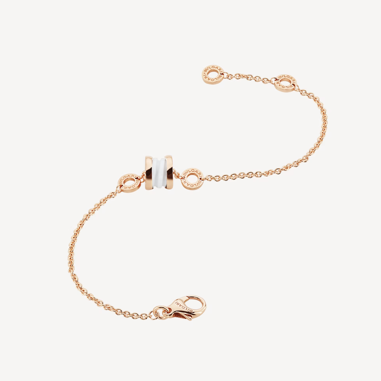 [LUXORA]ZERO 1 SOFT PINK GOLD AND WHITE CERAMIC BRACELET