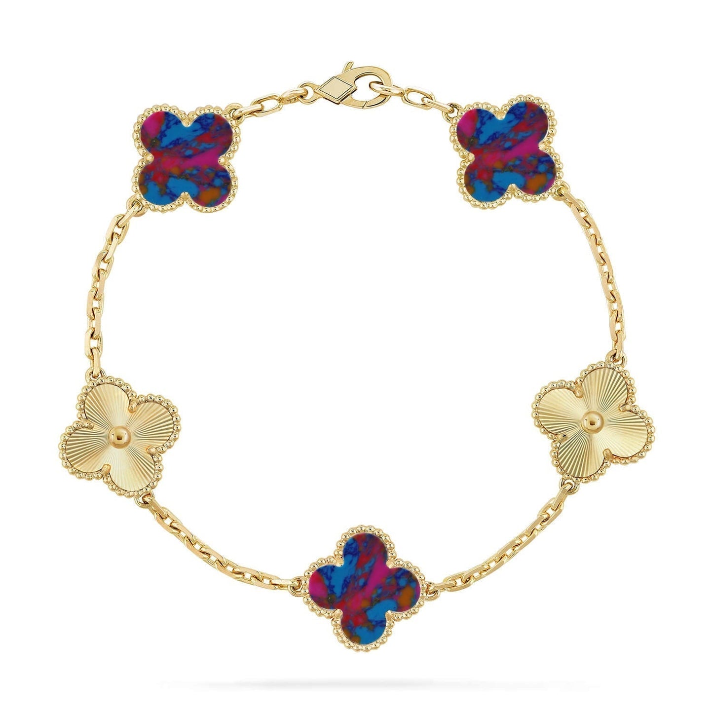 [LUXORA]CLOVER 5 MOTIF COLOR GEMSTONES BRACELET COLLECTION