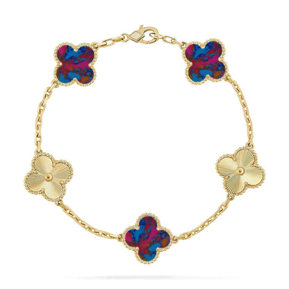 [LUXORA]CLOVER 5 MOTIF COLOR GEMSTONES BRACELET COLLECTION
