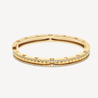 [LUXORA]ZERO 1 SPIRAL AND PAVED DIAMOND GOLD BRACELET