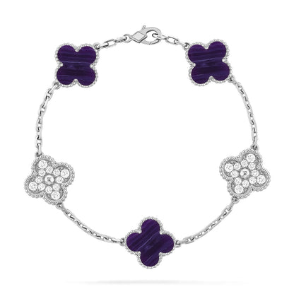 [LUXORA]CLOVER 5 MOTIF PURPLE STRIPES BRACELET COLLECTION
