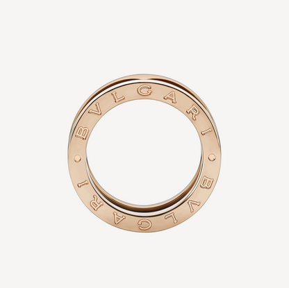 [LUXORA]ZERO 1 TWO-BAND LOOPS AND BLACK CERAMIC PINK GOLD RING