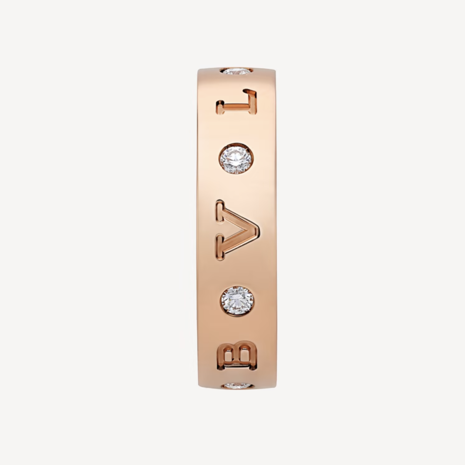 [LUXORA]ZERO 1 ESSENTIAL PINK GOLD BAND WITH DIAMONDS RING