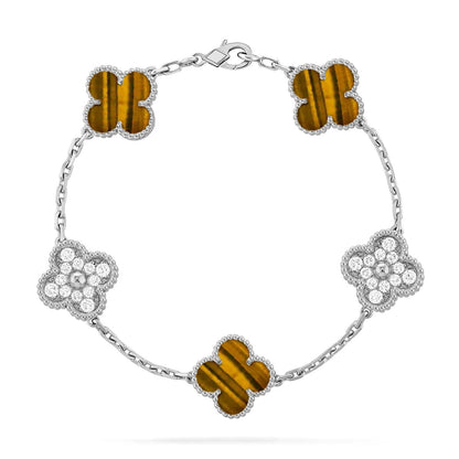 [LUXORA] CLOVER 5 MOTIFS TIGER EYE BRACELET COLLECTION