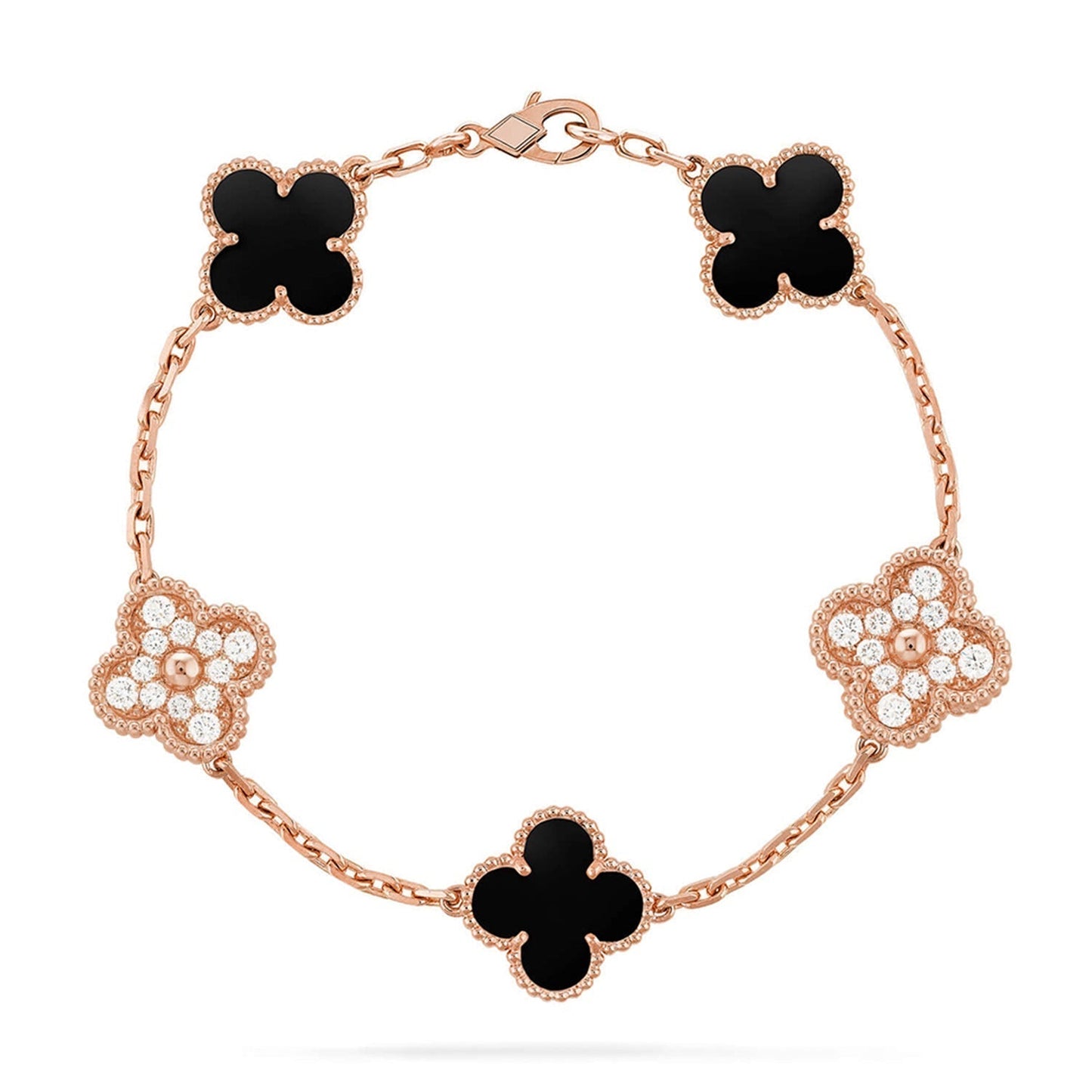 [LUXORA] CLOVER 5 MOTIF ONYXS BRACELET COLLECTION