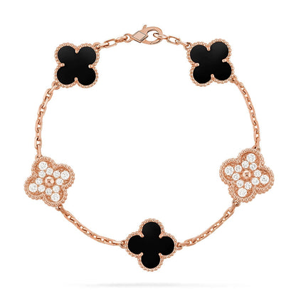 [LUXORA] CLOVER 5 MOTIF ONYXS BRACELET COLLECTION