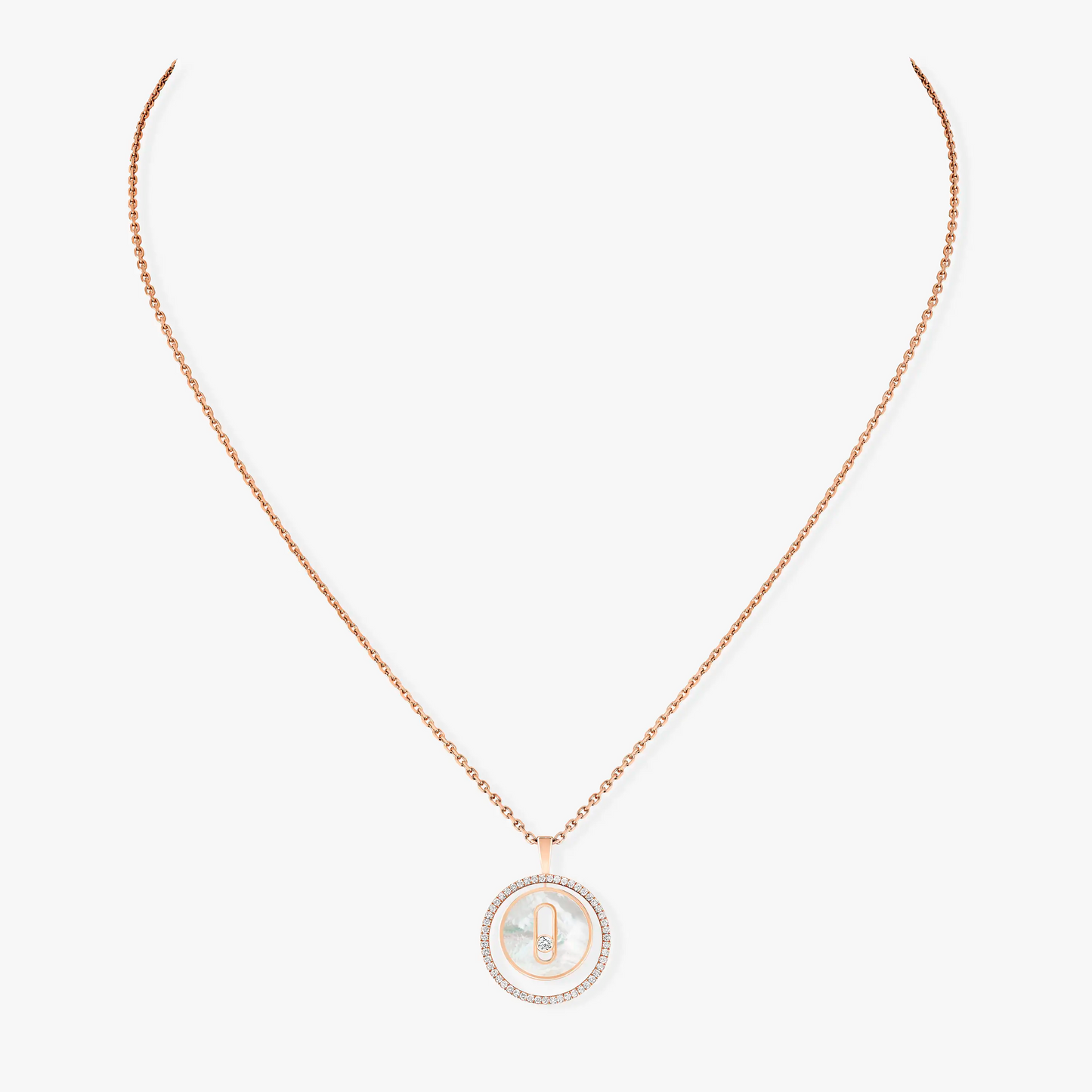 [LUXORA]Demo MOVE 1 DIAMOND WHITE MOTHER OF PEARL PINK GOLD DIAMOND NECKLACE