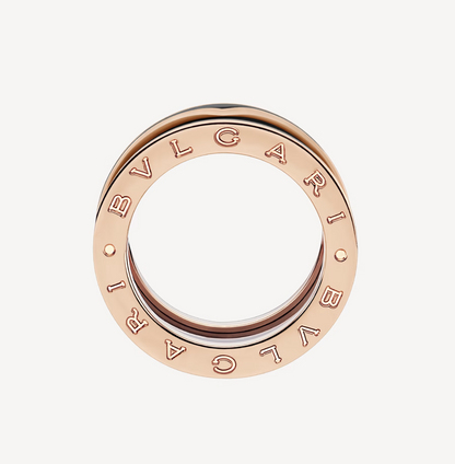 [LUXORA]ZERO 1 TWO-BAND WITH MATTE BLACK CERAMIC PINK GOLD RING