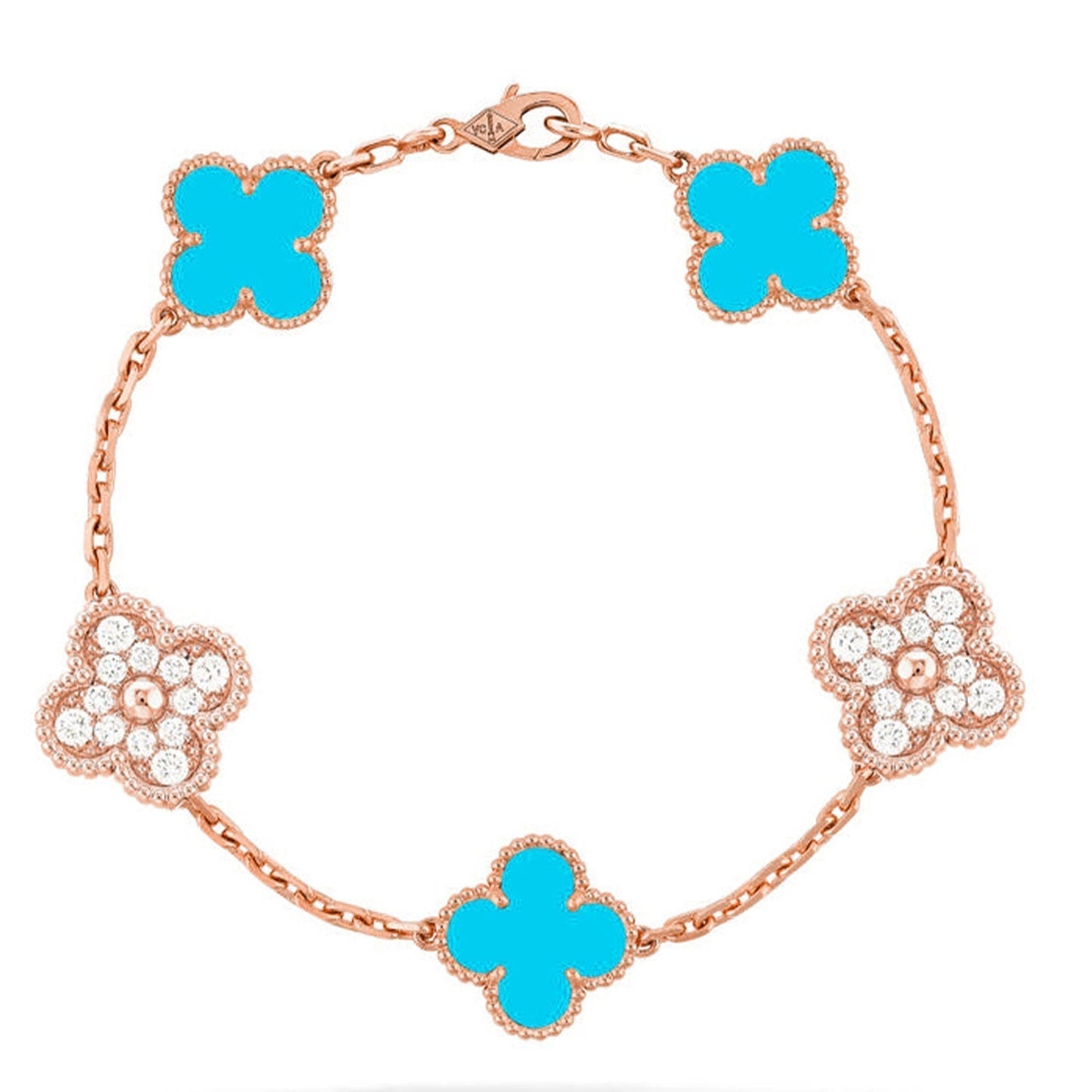 [LUXORA] CLOVER 5 MOTIF TURQUOISE BRACELET COLLECTION
