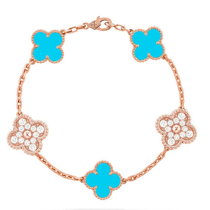 [LUXORA] CLOVER 5 MOTIF TURQUOISE BRACELET COLLECTION