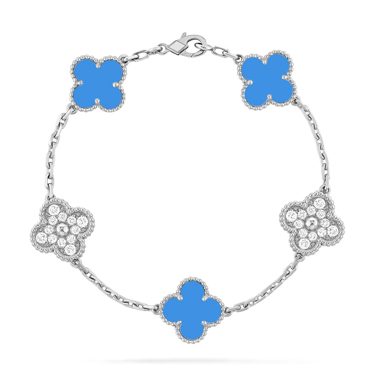 [LUXORA] CLOVER 5 MOTIF BLUE AGATE BRACELET COLLECTION