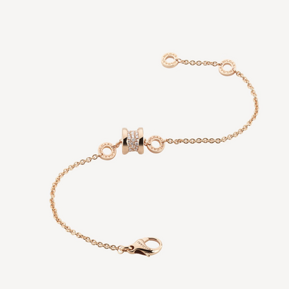 [LUXORA]ZERO 1 SOFT PINK GOLD WITH PAVED DIAMONDS ON THE SPIRAL BRACELET