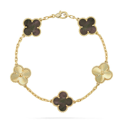 [LUXORA] CLOVER 5 MOTIF GRAY MOP BRACELET COLLECTION